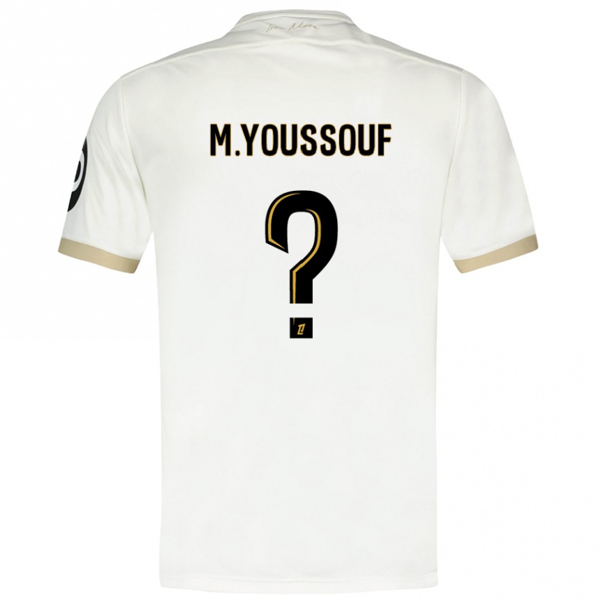 Niño Fútbol Camiseta Mousslim Youssouf #0 Blanco Dorado 2ª Equipación 2024/25