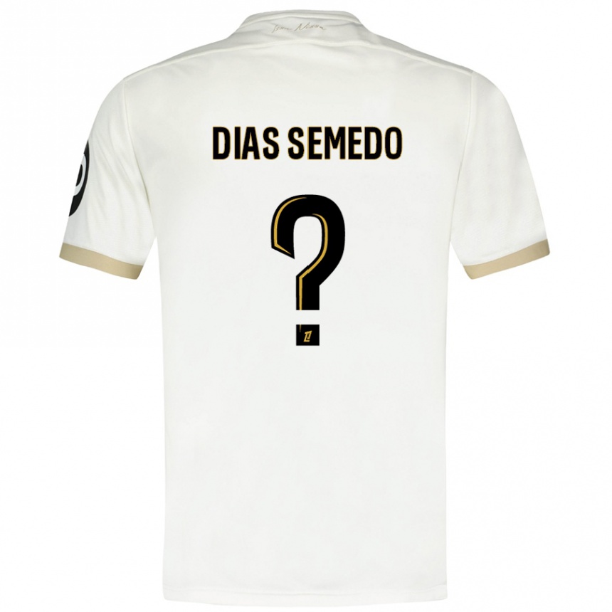 Niño Fútbol Camiseta Samuel Dias Semedo #0 Blanco Dorado 2ª Equipación 2024/25