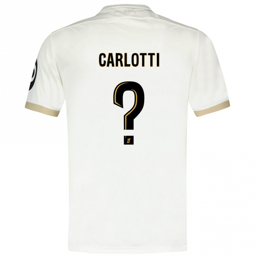 Niño Fútbol Camiseta Mathis Carlotti #0 Blanco Dorado 2ª Equipación 2024/25