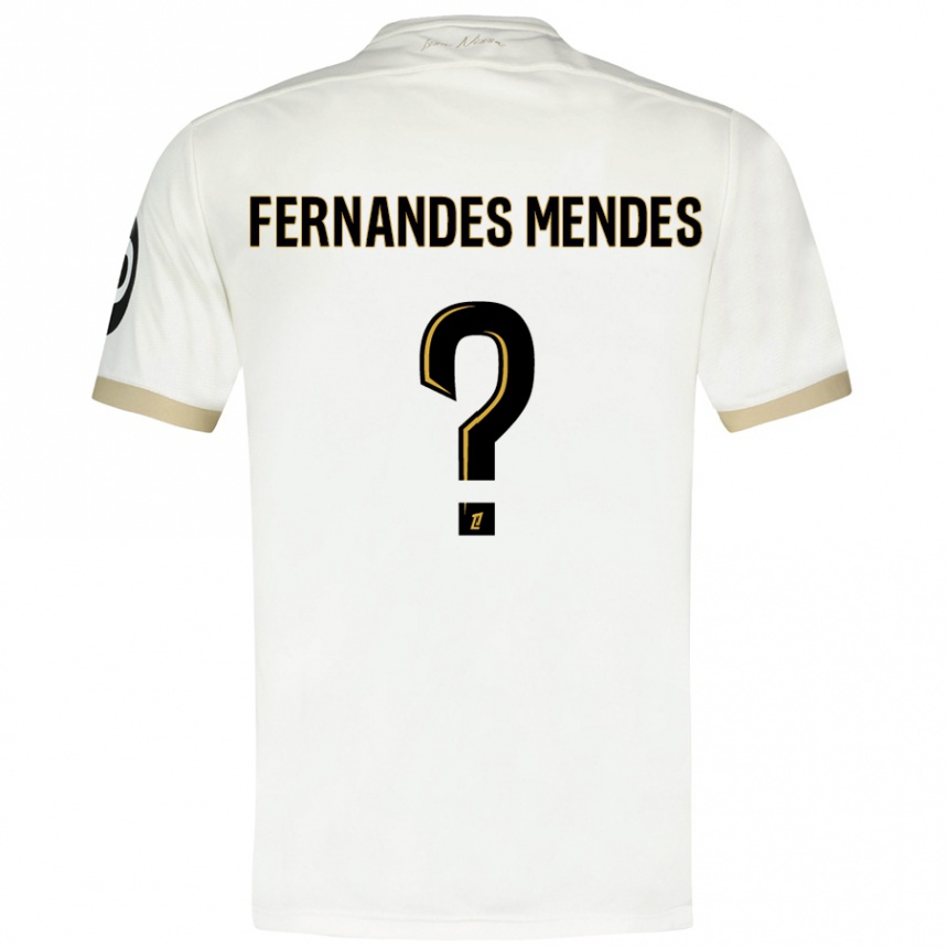 Niño Fútbol Camiseta Mathis Fernandes Mendes #0 Blanco Dorado 2ª Equipación 2024/25