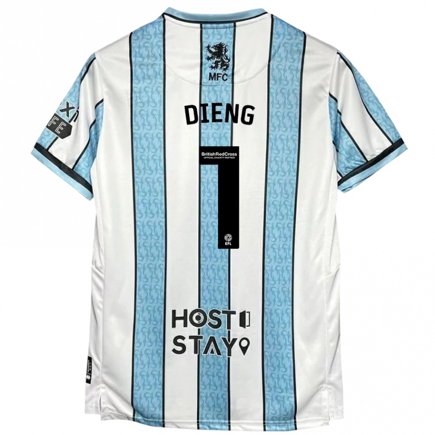 Niño Fútbol Camiseta Seny Dieng #1 Blanco Azul 2ª Equipación 2024/25