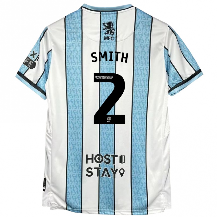 Niño Fútbol Camiseta Tommy Smith #2 Blanco Azul 2ª Equipación 2024/25