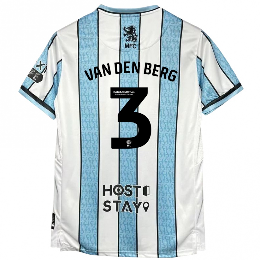 Niño Fútbol Camiseta Rav Van Den Berg #3 Blanco Azul 2ª Equipación 2024/25