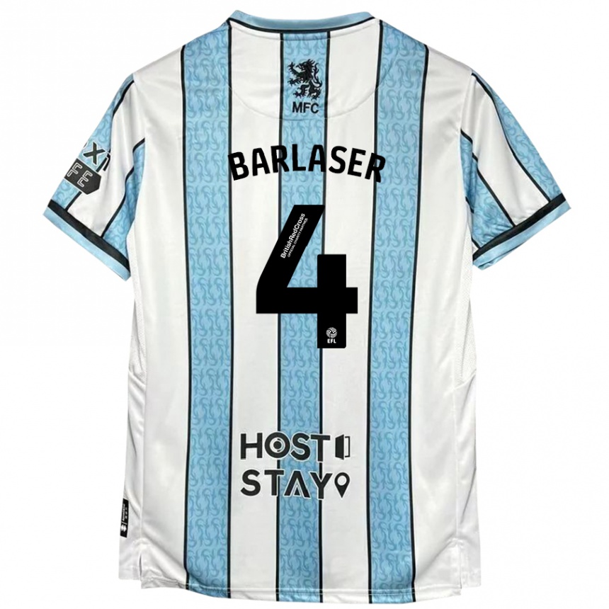 Niño Fútbol Camiseta Dan Barlaser #4 Blanco Azul 2ª Equipación 2024/25