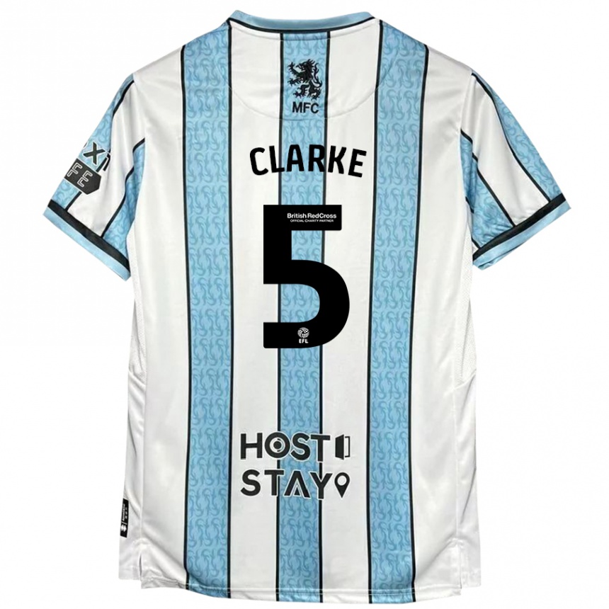 Niño Fútbol Camiseta Matt Clarke #5 Blanco Azul 2ª Equipación 2024/25