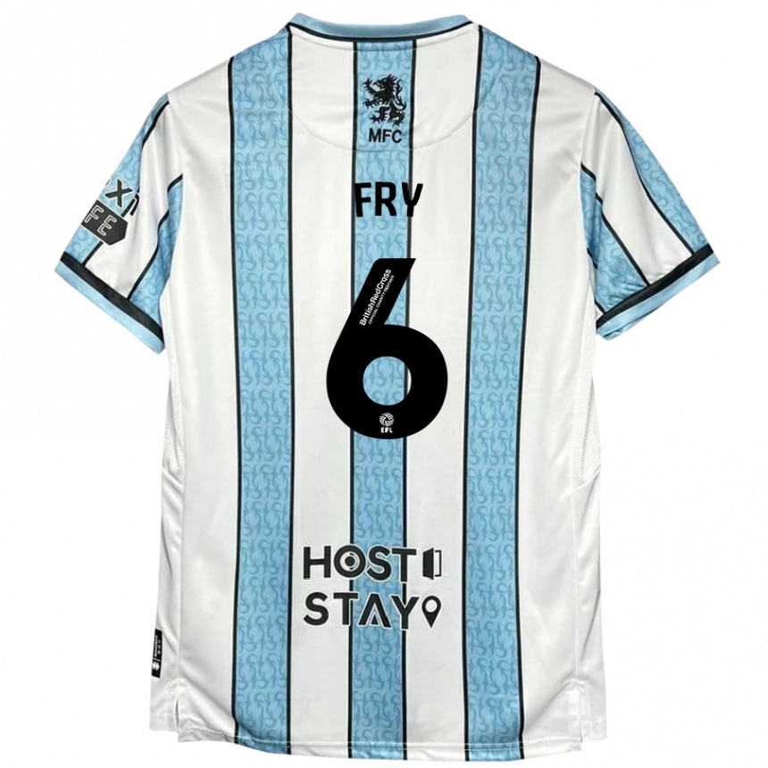 Niño Fútbol Camiseta Dael Fry #6 Blanco Azul 2ª Equipación 2024/25