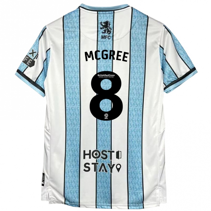 Niño Fútbol Camiseta Riley Mcgree #8 Blanco Azul 2ª Equipación 2024/25