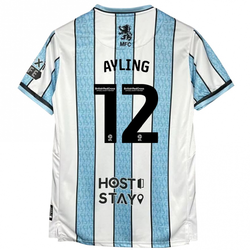 Niño Fútbol Camiseta Luke Ayling #12 Blanco Azul 2ª Equipación 2024/25