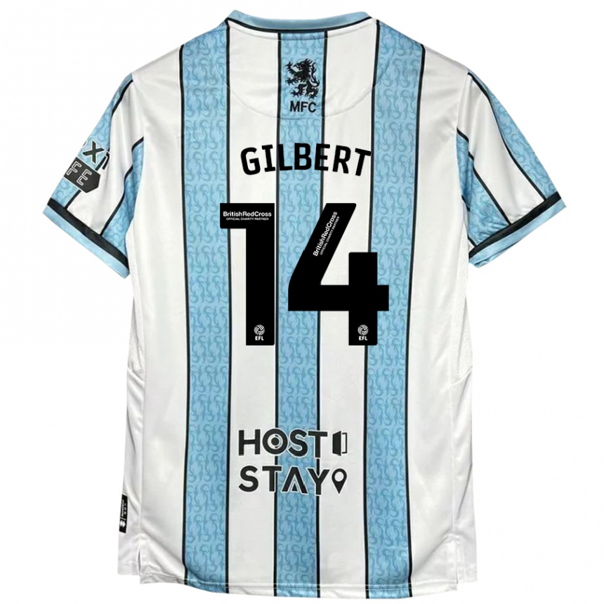 Niño Fútbol Camiseta Alex Gilbert #14 Blanco Azul 2ª Equipación 2024/25