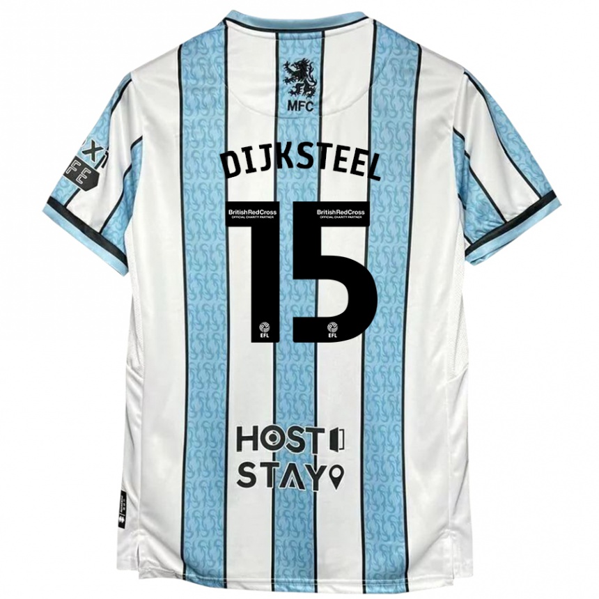 Niño Fútbol Camiseta Anfernee Dijksteel #15 Blanco Azul 2ª Equipación 2024/25