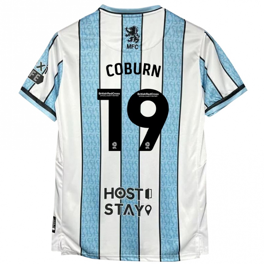 Niño Fútbol Camiseta Josh Coburn #19 Blanco Azul 2ª Equipación 2024/25