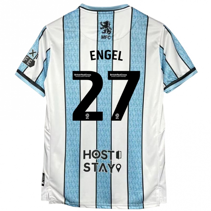 Niño Fútbol Camiseta Lukas Engel #27 Blanco Azul 2ª Equipación 2024/25