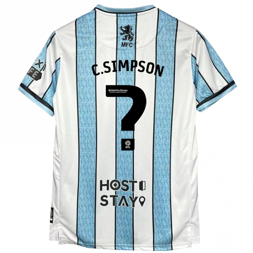 Niño Fútbol Camiseta Cameron Simpson #0 Blanco Azul 2ª Equipación 2024/25