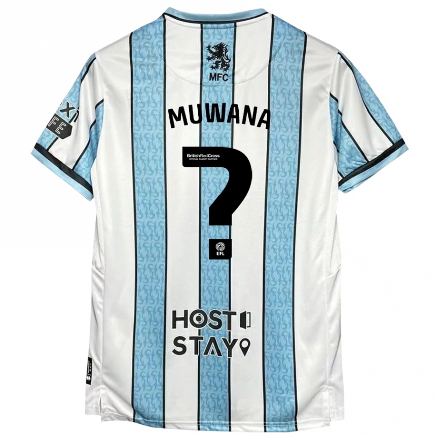 Niño Fútbol Camiseta Noah Muwana #0 Blanco Azul 2ª Equipación 2024/25