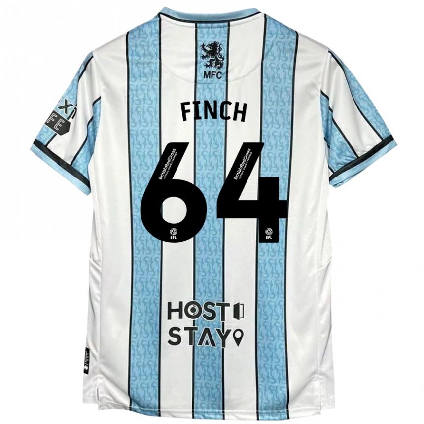 Niño Fútbol Camiseta Sonny Finch #64 Blanco Azul 2ª Equipación 2024/25