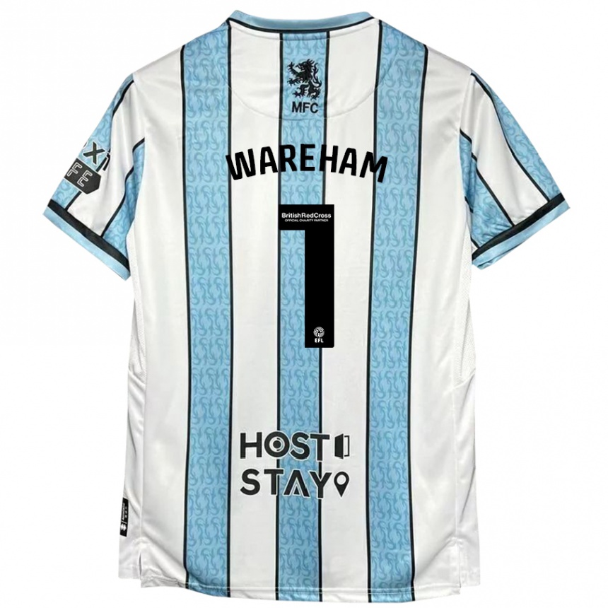 Niño Fútbol Camiseta Laura Wareham #1 Blanco Azul 2ª Equipación 2024/25