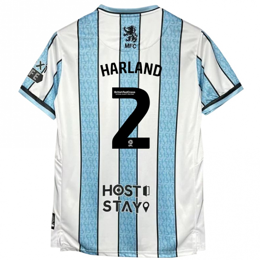 Niño Fútbol Camiseta Jane Harland #2 Blanco Azul 2ª Equipación 2024/25