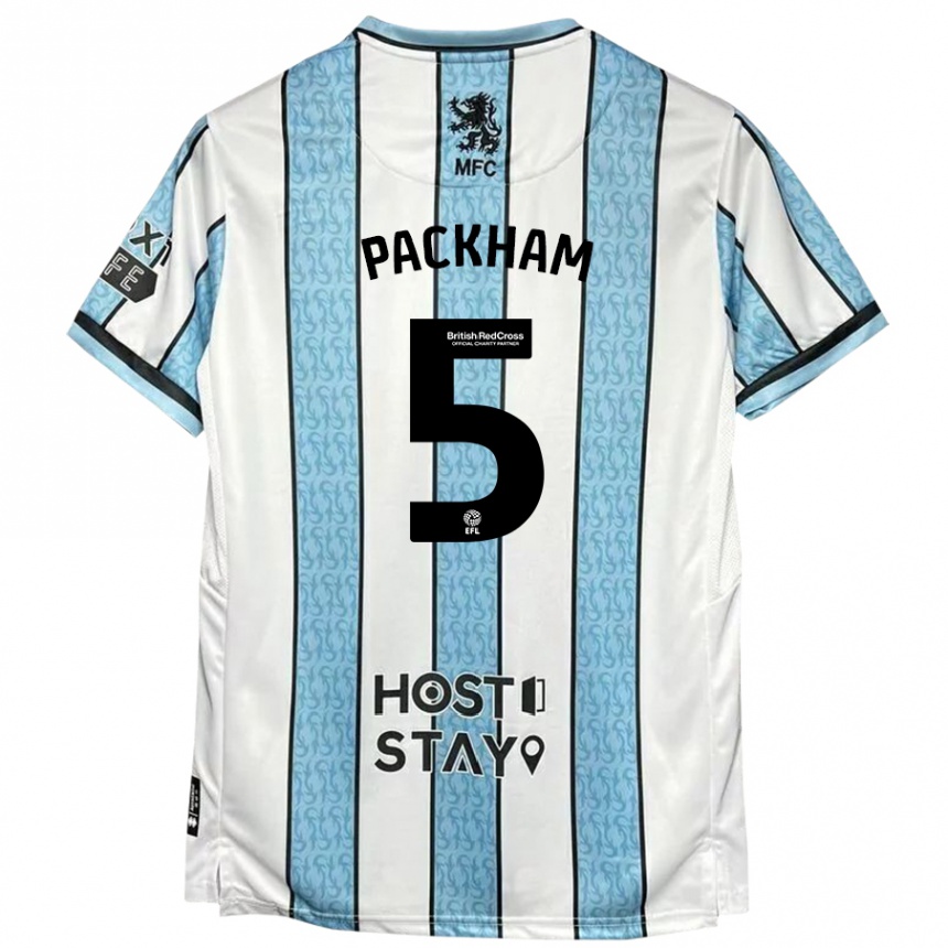 Niño Fútbol Camiseta Ellen Packham #5 Blanco Azul 2ª Equipación 2024/25