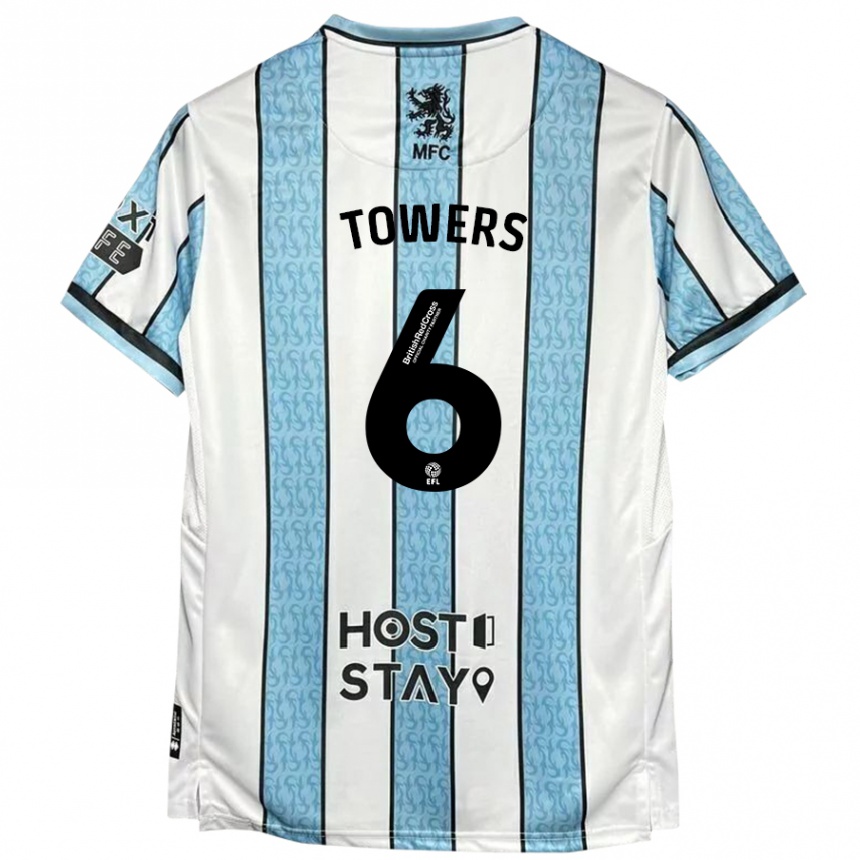 Niño Fútbol Camiseta Abby Towers #6 Blanco Azul 2ª Equipación 2024/25