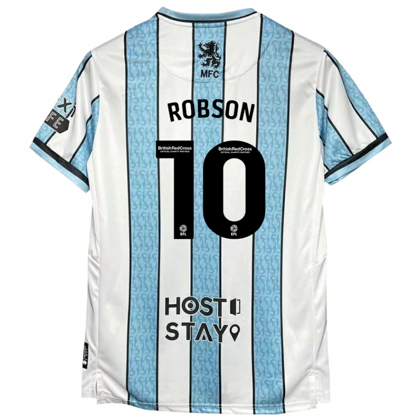 Niño Fútbol Camiseta Lauren Robson #10 Blanco Azul 2ª Equipación 2024/25