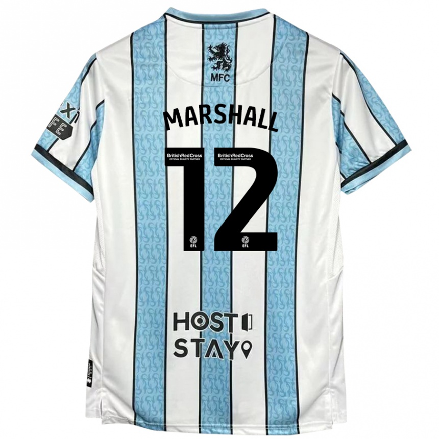 Niño Fútbol Camiseta Eve Marshall #12 Blanco Azul 2ª Equipación 2024/25