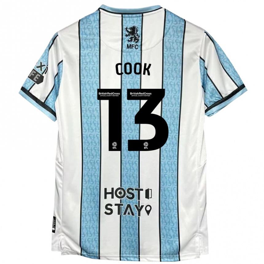 Niño Fútbol Camiseta Ruby Cook #13 Blanco Azul 2ª Equipación 2024/25