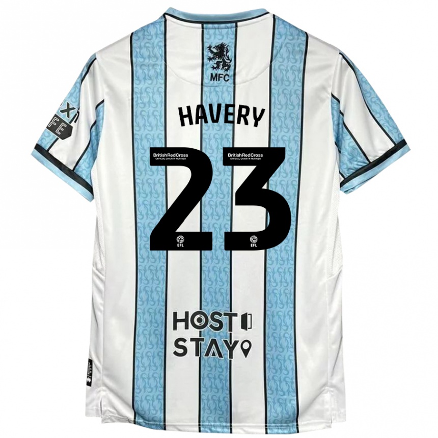 Niño Fútbol Camiseta Nicole Havery #23 Blanco Azul 2ª Equipación 2024/25