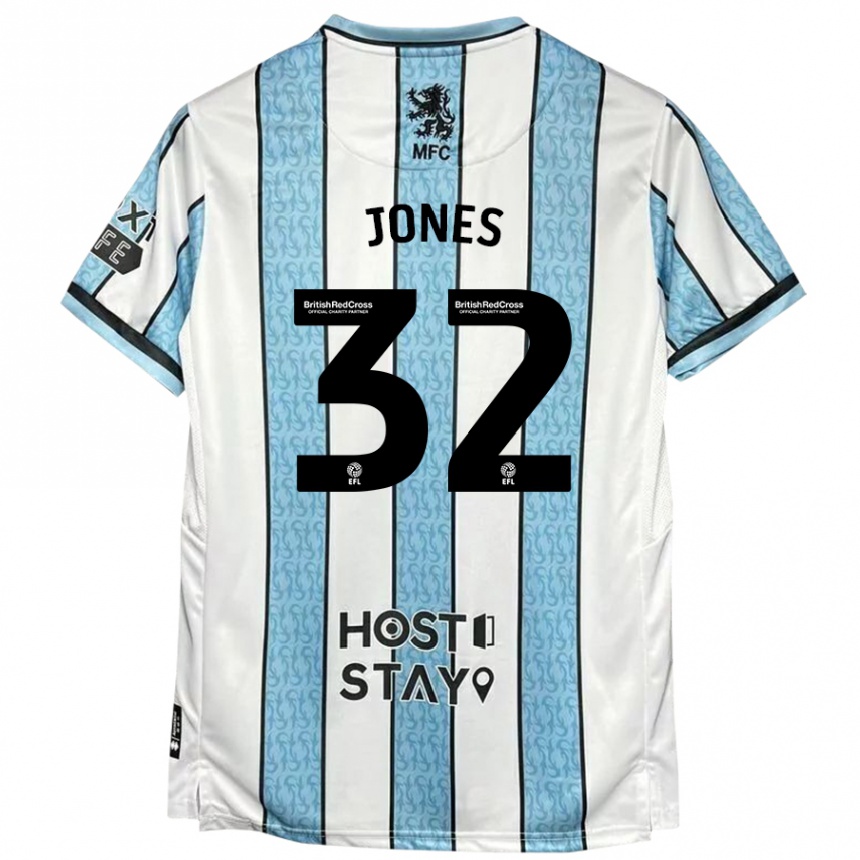 Niño Fútbol Camiseta Jamie Jones #32 Blanco Azul 2ª Equipación 2024/25