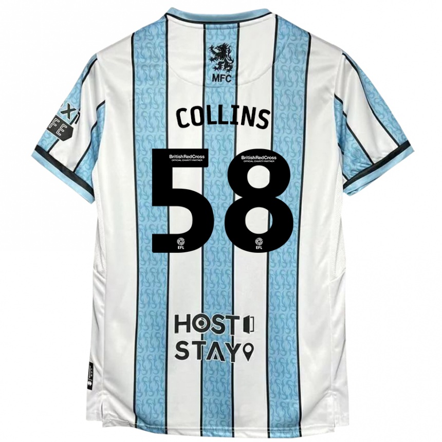 Niño Fútbol Camiseta Sam Collins #58 Blanco Azul 2ª Equipación 2024/25