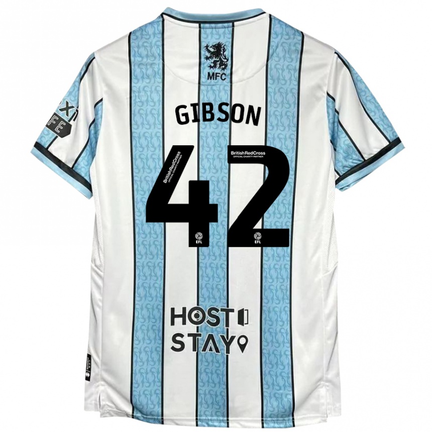 Niño Fútbol Camiseta Joseph Gibson #42 Blanco Azul 2ª Equipación 2024/25