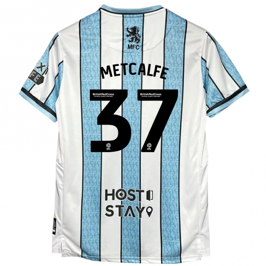 Niño Fútbol Camiseta Max Metcalfe #37 Blanco Azul 2ª Equipación 2024/25