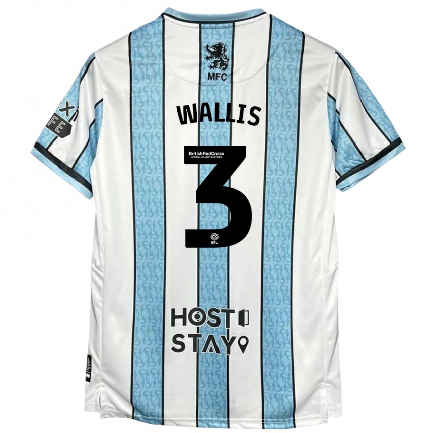 Niño Fútbol Camiseta Emma Wallis #3 Blanco Azul 2ª Equipación 2024/25