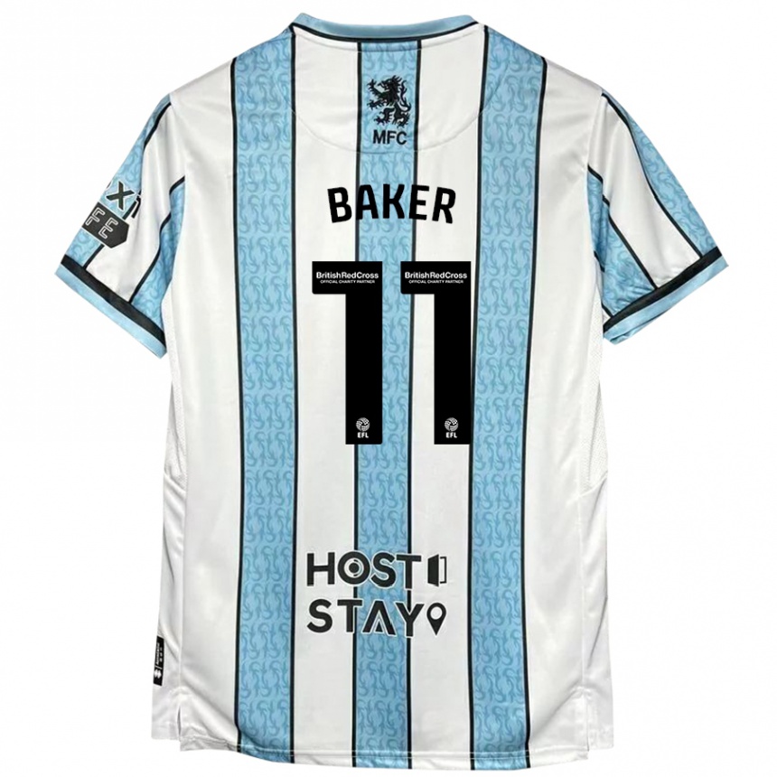 Niño Fútbol Camiseta Ella Baker #11 Blanco Azul 2ª Equipación 2024/25