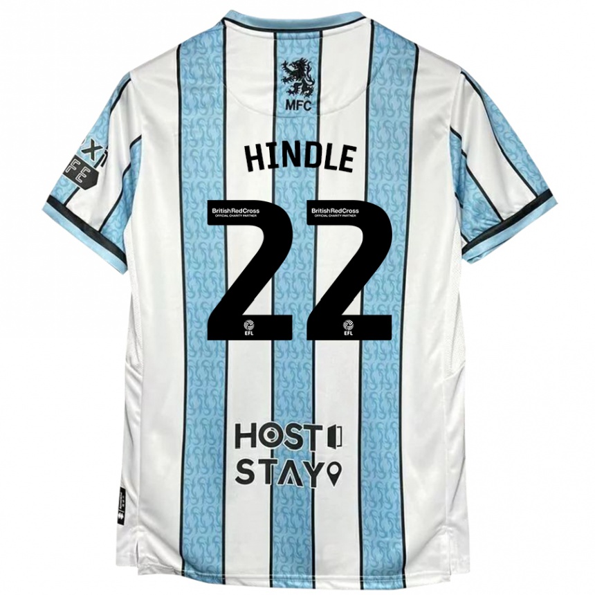 Niño Fútbol Camiseta Rachel Hindle #22 Blanco Azul 2ª Equipación 2024/25