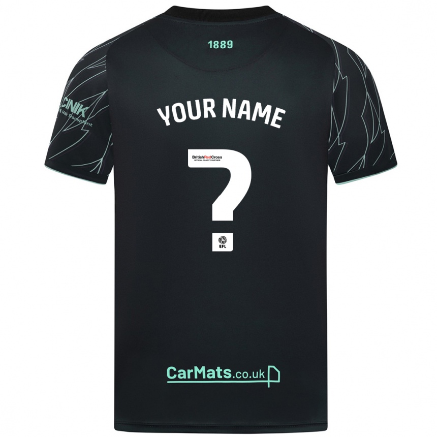 Niño Fútbol Camiseta Su Nombre #0 Negro Verde 2ª Equipación 2024/25