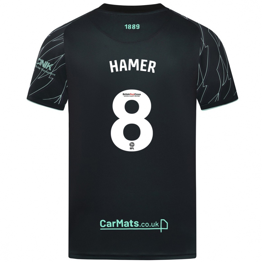 Niño Fútbol Camiseta Gustavo Hamer #8 Negro Verde 2ª Equipación 2024/25