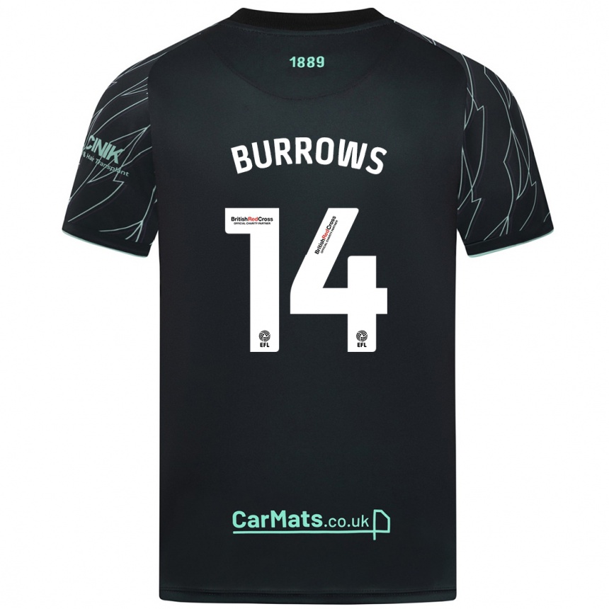 Niño Fútbol Camiseta Harrison Burrows #14 Negro Verde 2ª Equipación 2024/25