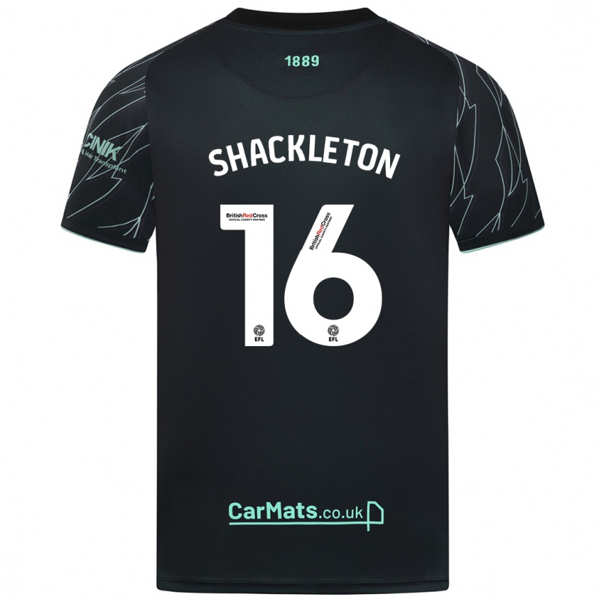 Niño Fútbol Camiseta Jamie Shackleton #16 Negro Verde 2ª Equipación 2024/25