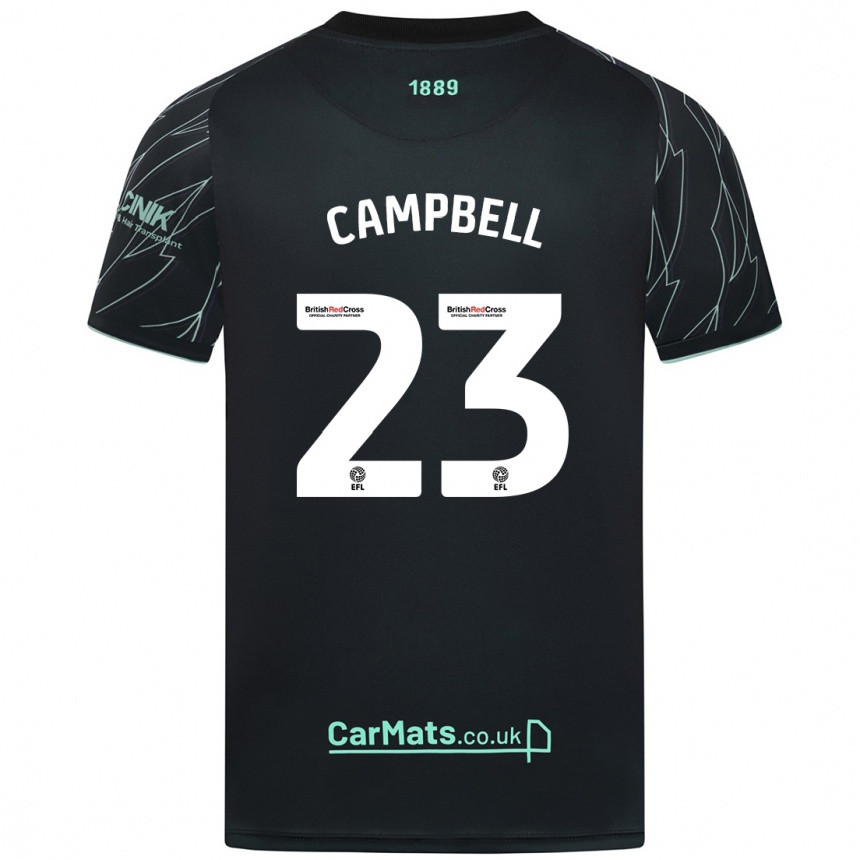 Niño Fútbol Camiseta Tyrese Campbell #23 Negro Verde 2ª Equipación 2024/25