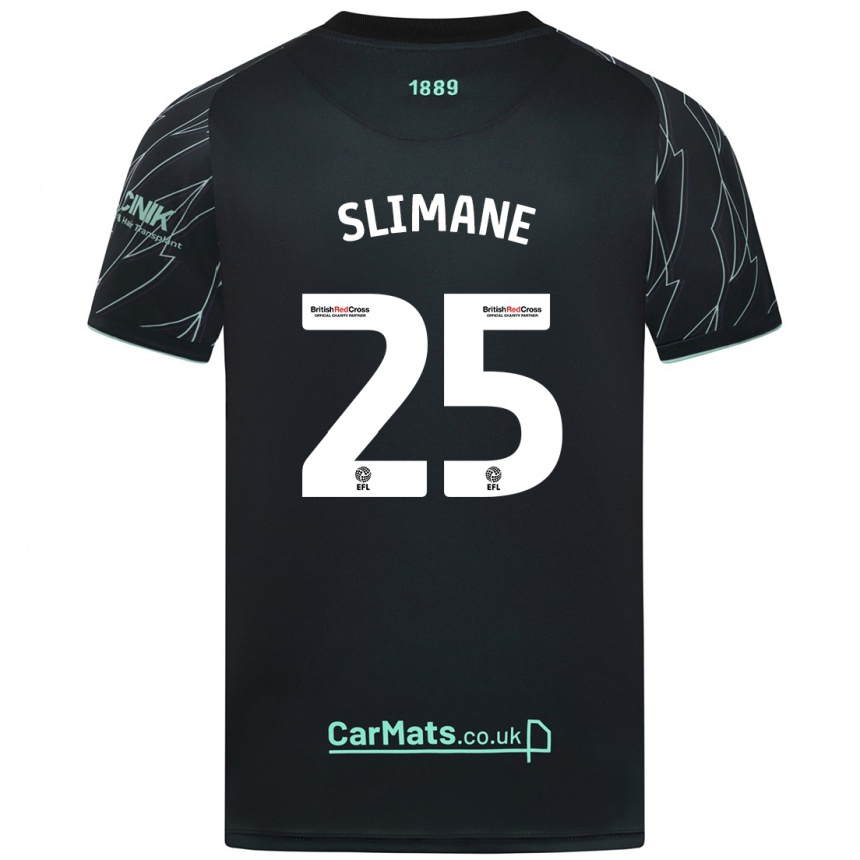 Niño Fútbol Camiseta Anis Slimane #25 Negro Verde 2ª Equipación 2024/25