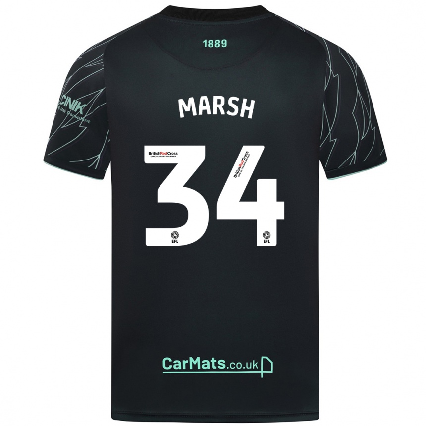 Niño Fútbol Camiseta Louie Marsh #34 Negro Verde 2ª Equipación 2024/25