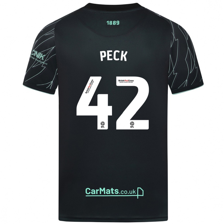 Niño Fútbol Camiseta Sydie Peck #42 Negro Verde 2ª Equipación 2024/25