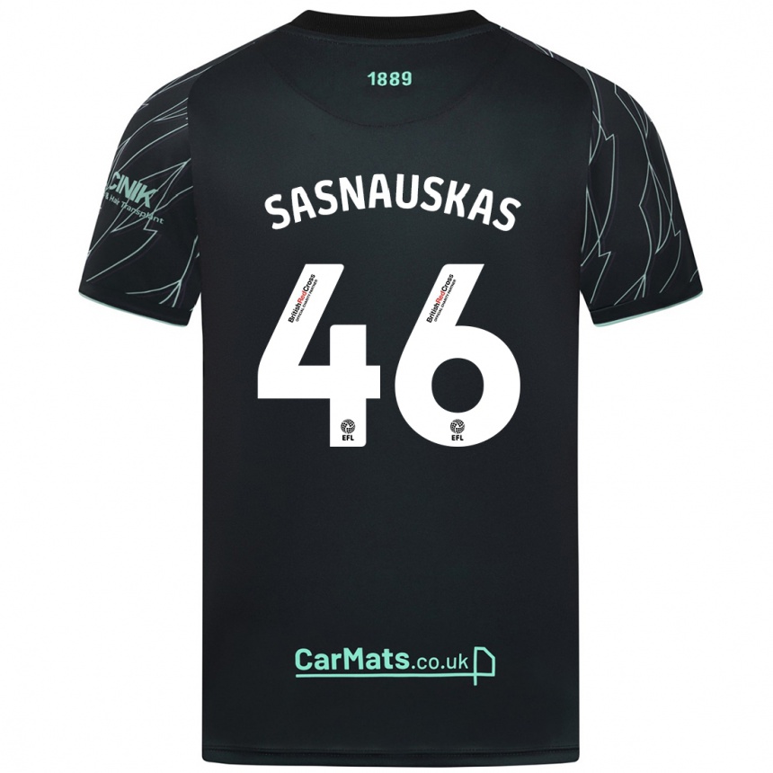 Niño Fútbol Camiseta Dovydas Sasnauskas #46 Negro Verde 2ª Equipación 2024/25