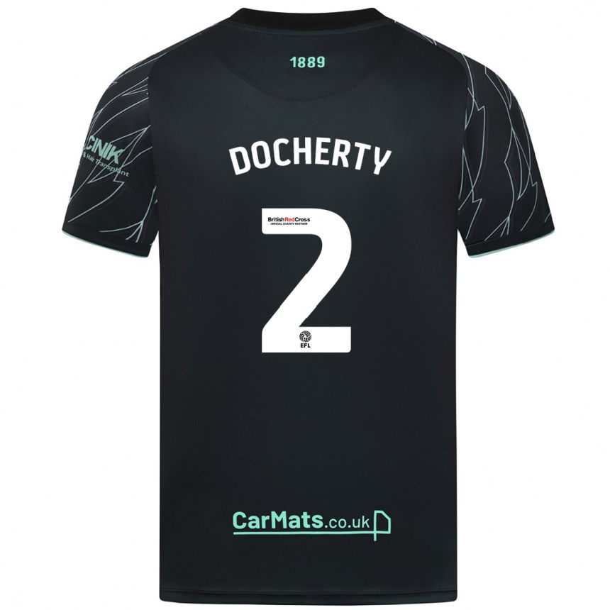 Niño Fútbol Camiseta Charley Docherty #2 Negro Verde 2ª Equipación 2024/25