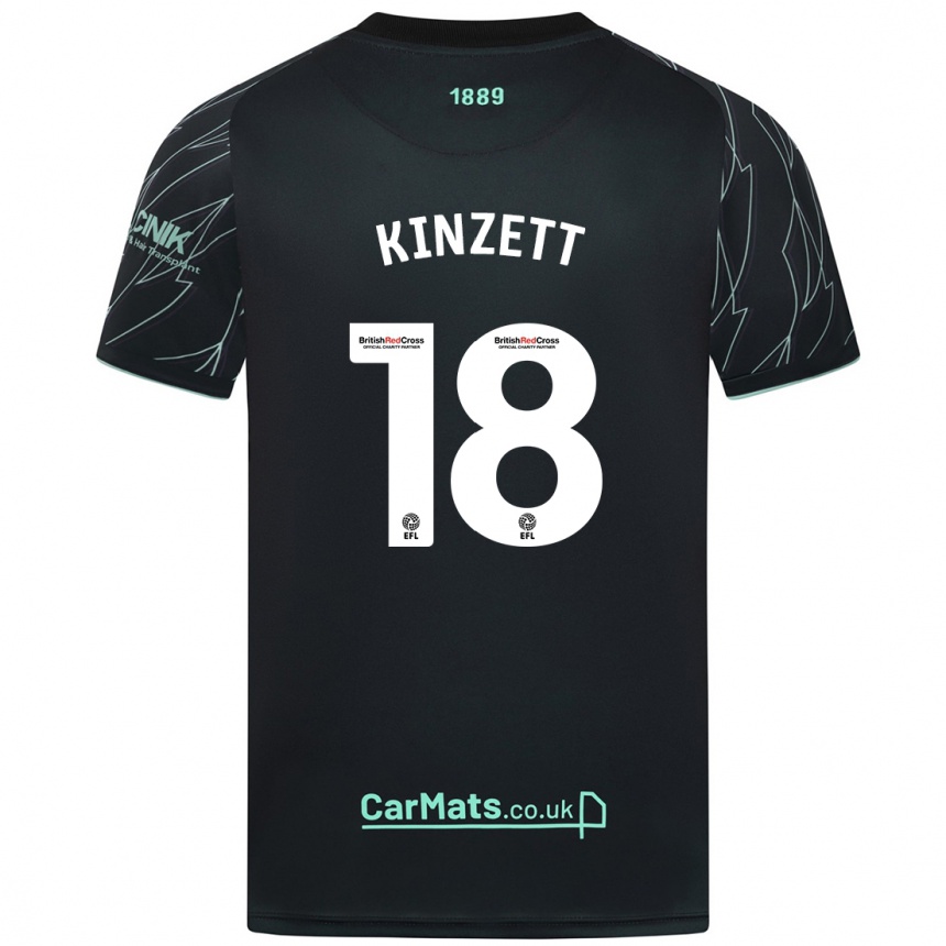 Niño Fútbol Camiseta Ella Kinzett #18 Negro Verde 2ª Equipación 2024/25