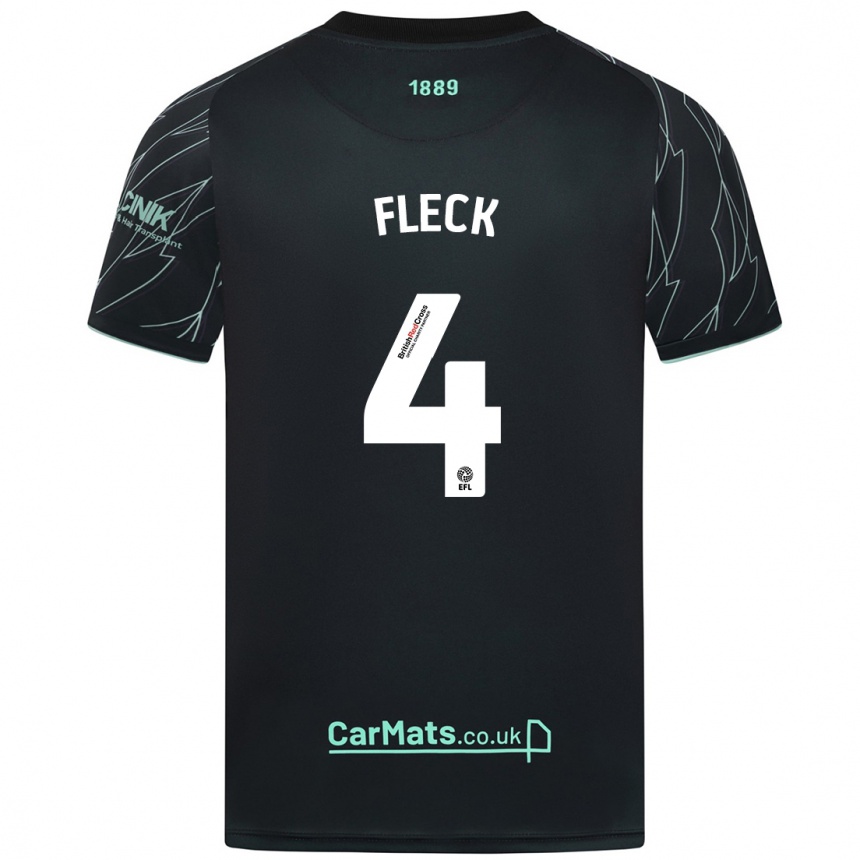 Niño Fútbol Camiseta John Fleck #4 Negro Verde 2ª Equipación 2024/25