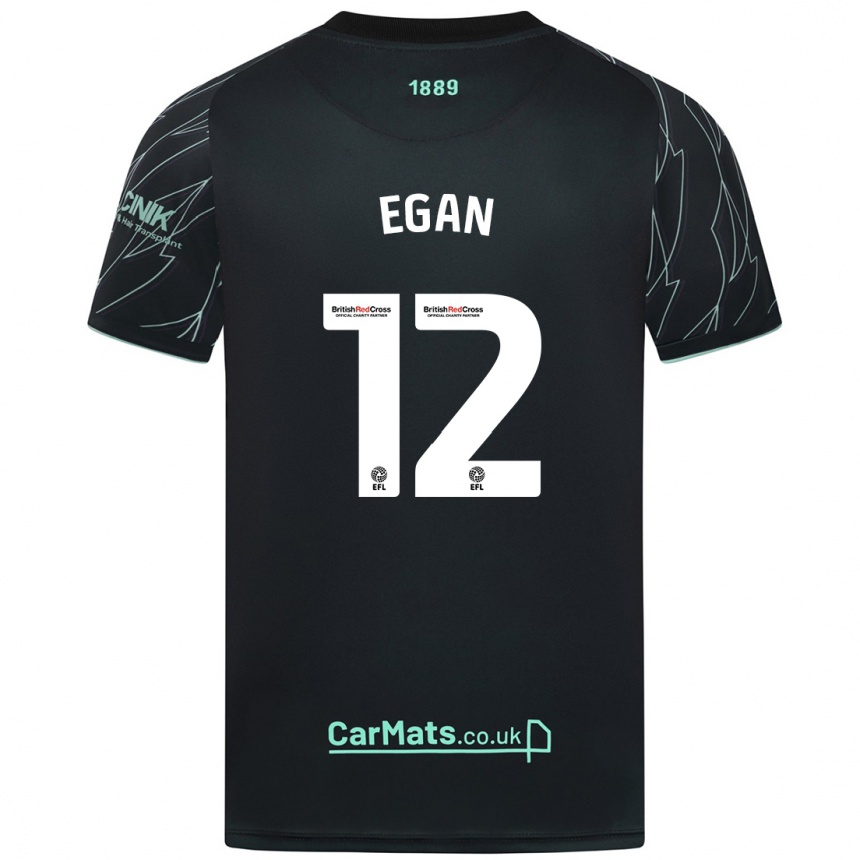 Niño Fútbol Camiseta John Egan #12 Negro Verde 2ª Equipación 2024/25