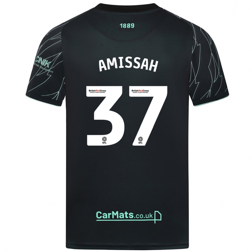 Niño Fútbol Camiseta Jordan Amissah #37 Negro Verde 2ª Equipación 2024/25