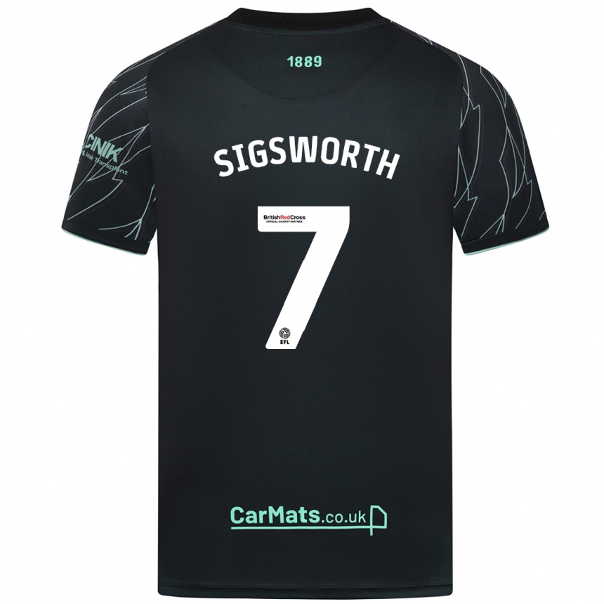 Niño Fútbol Camiseta Jess Sigsworth #7 Negro Verde 2ª Equipación 2024/25