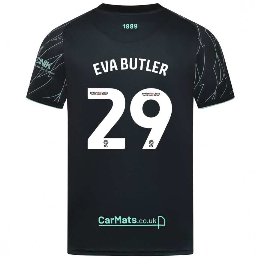 Niño Fútbol Camiseta Eva Butler #29 Negro Verde 2ª Equipación 2024/25